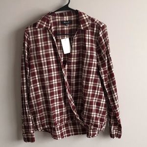 Madewell plaid front wrap shirt